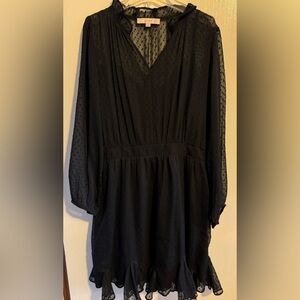 LOFT Black Sheer Sleeve Dress Size 14 New no tags